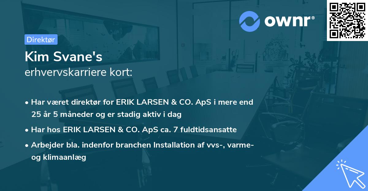 Kim Svane's erhvervskarriere kort