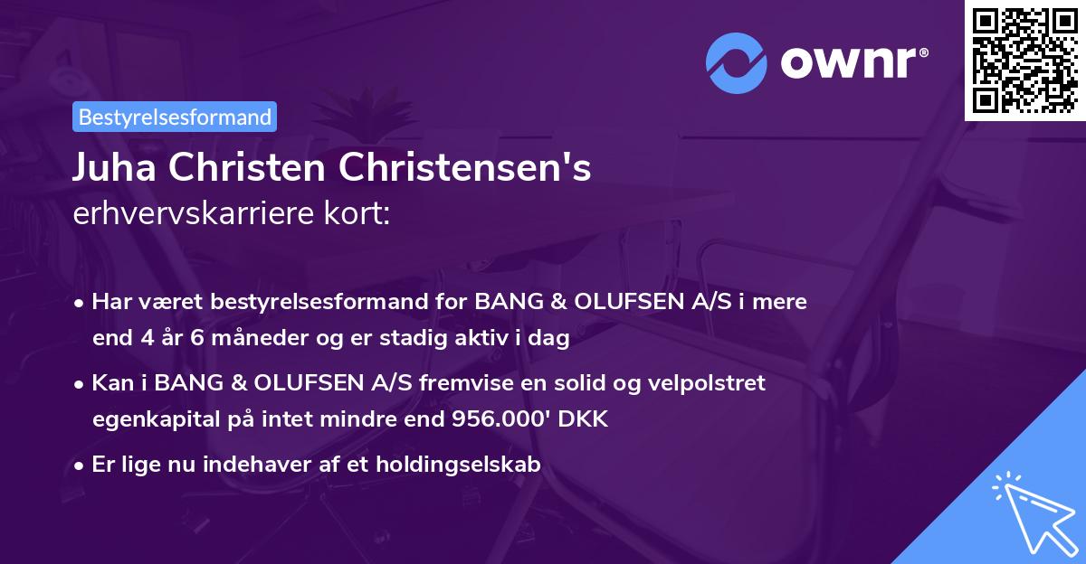 Juha Christen Christensen's erhvervskarriere kort