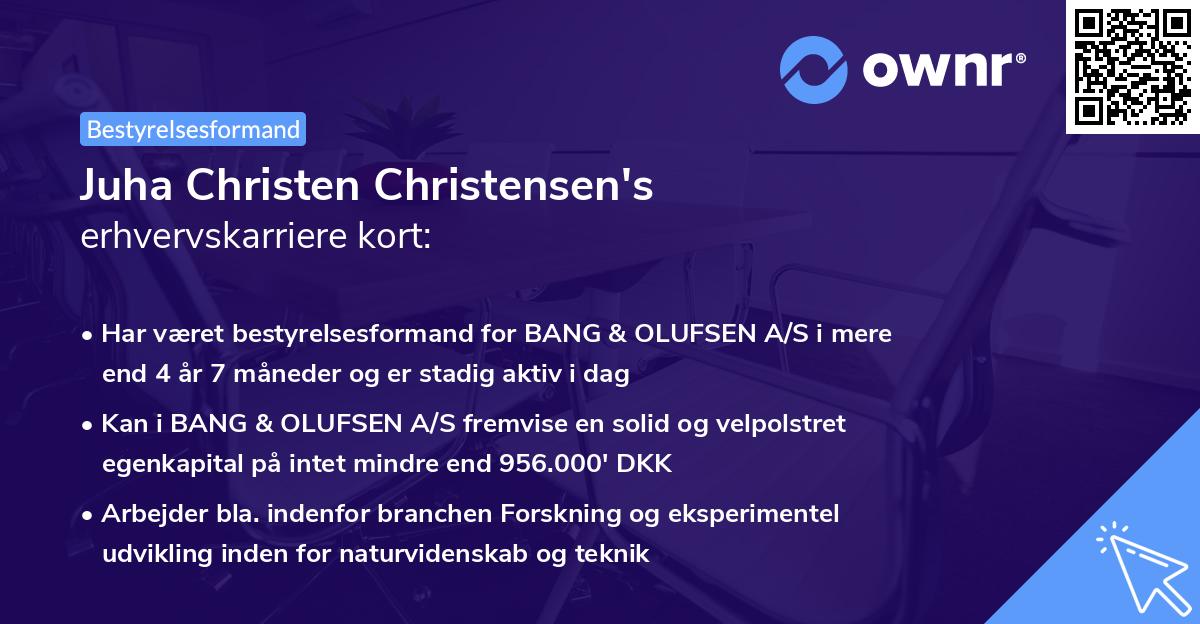 Juha Christen Christensen's erhvervskarriere kort