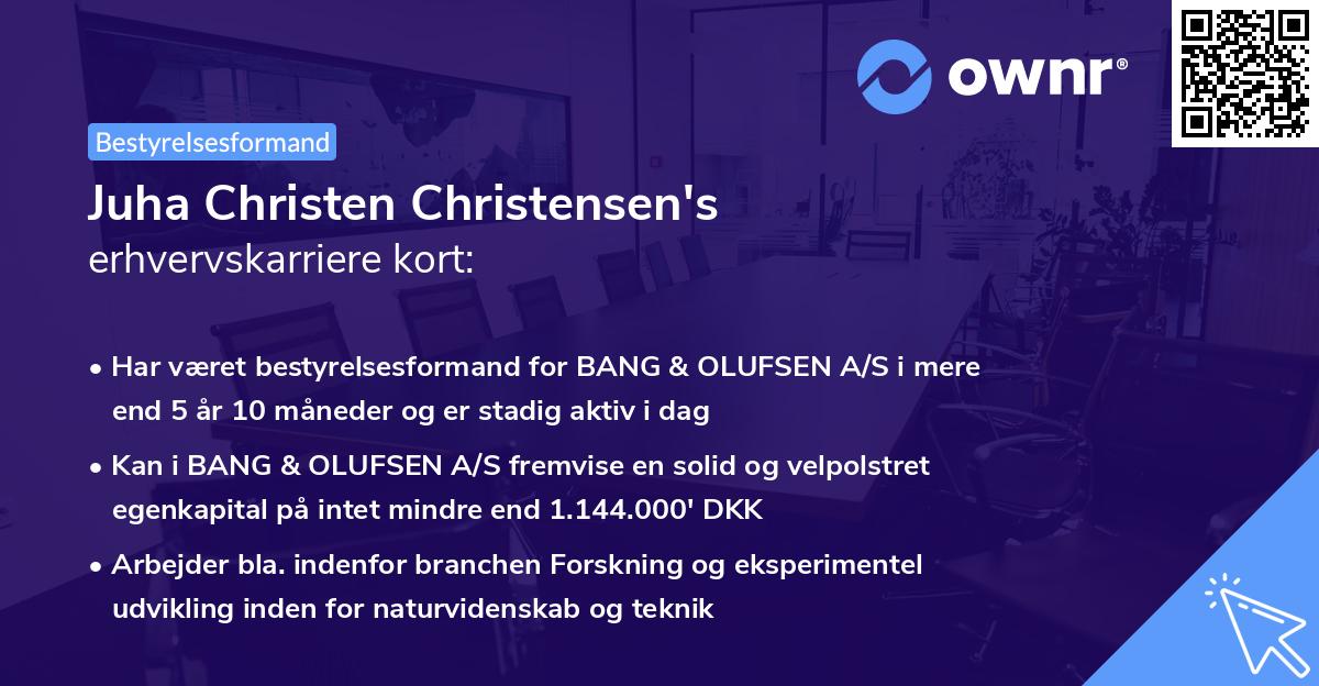 Juha Christen Christensen's erhvervskarriere kort