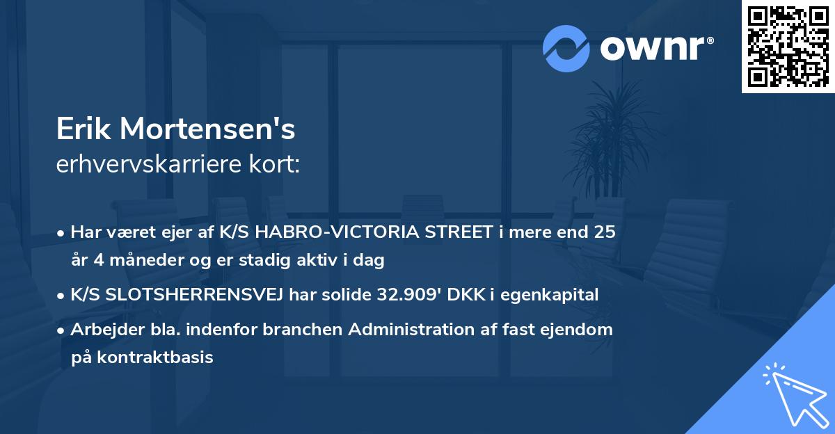 Erik Mortensen's erhvervskarriere kort