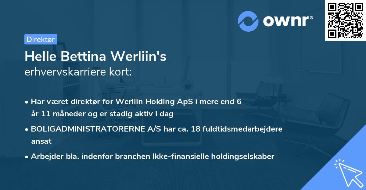 Helle Bettina Werliin's erhvervskarriere kort