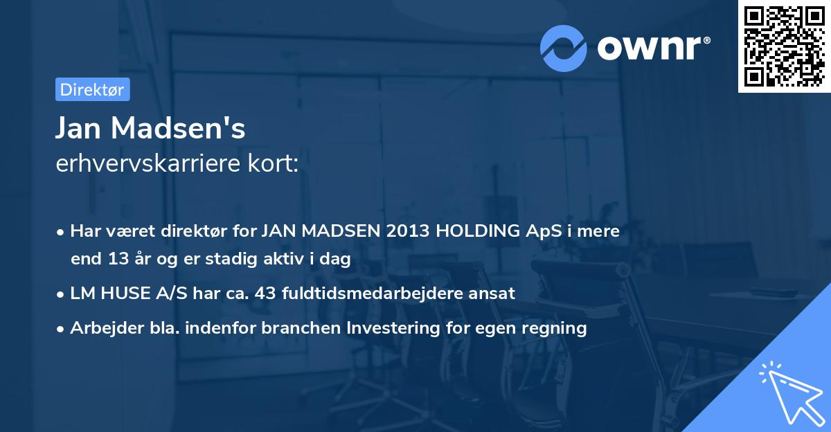 Jan Madsen's erhvervskarriere kort