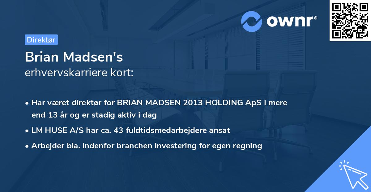 Brian Madsen's erhvervskarriere kort
