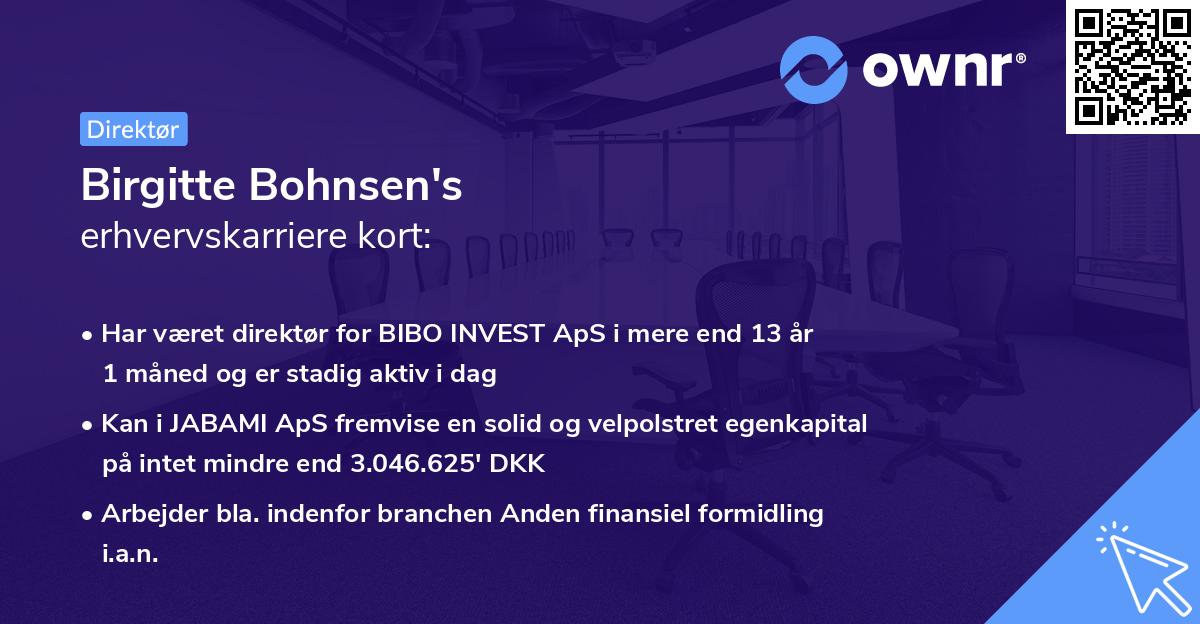 Birgitte Bohnsen's erhvervskarriere kort