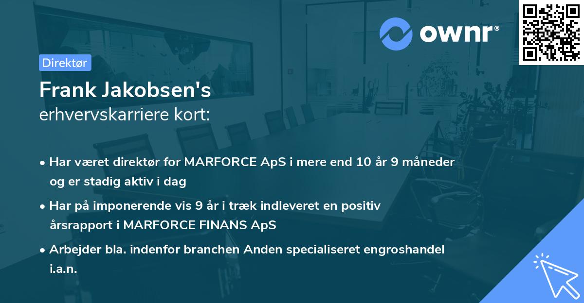 Frank Jakobsen's erhvervskarriere kort