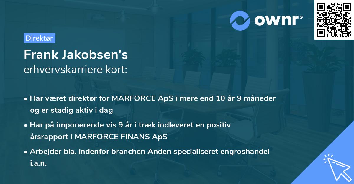 Frank Jakobsen's erhvervskarriere kort