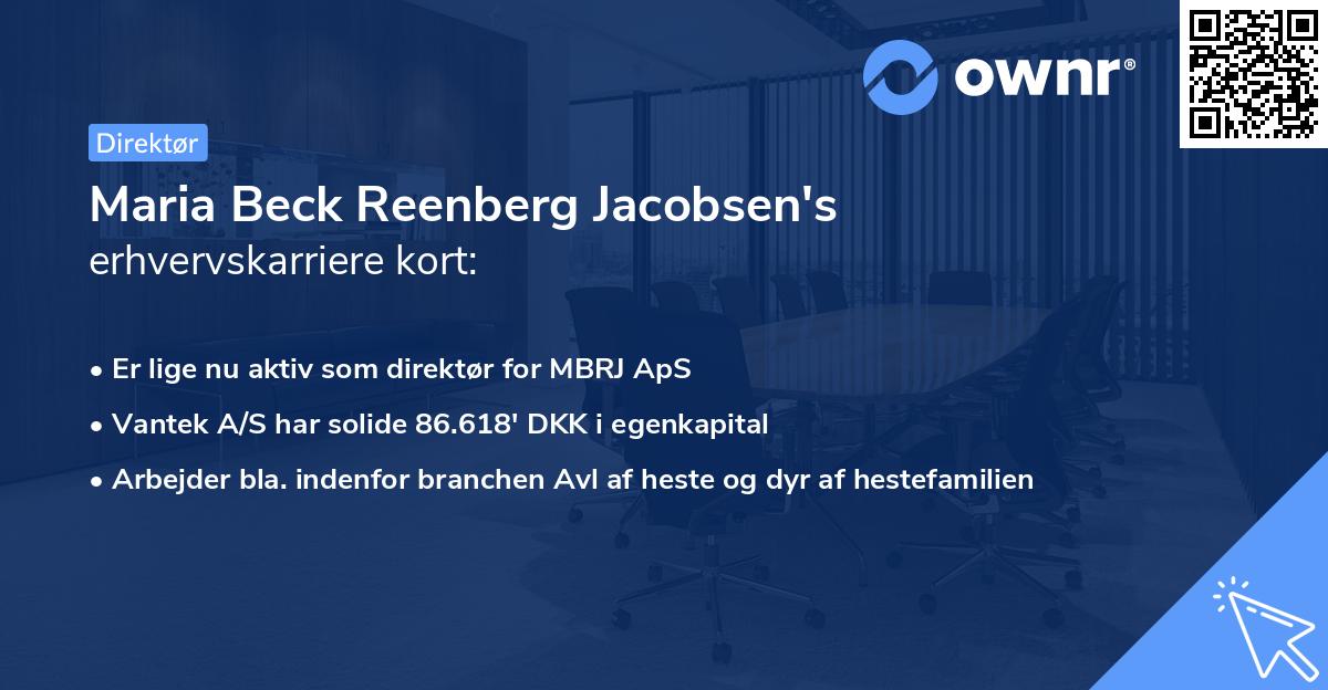 Maria Beck Reenberg Jacobsen's erhvervskarriere kort