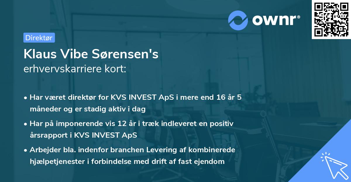 Klaus Vibe Sørensen's erhvervskarriere kort