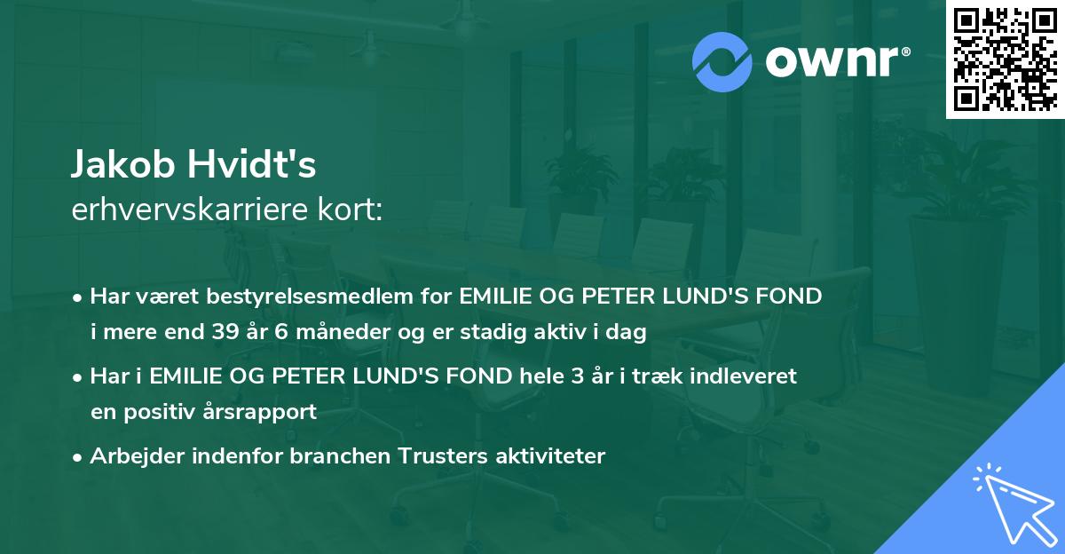 Jakob Hvidt's erhvervskarriere kort