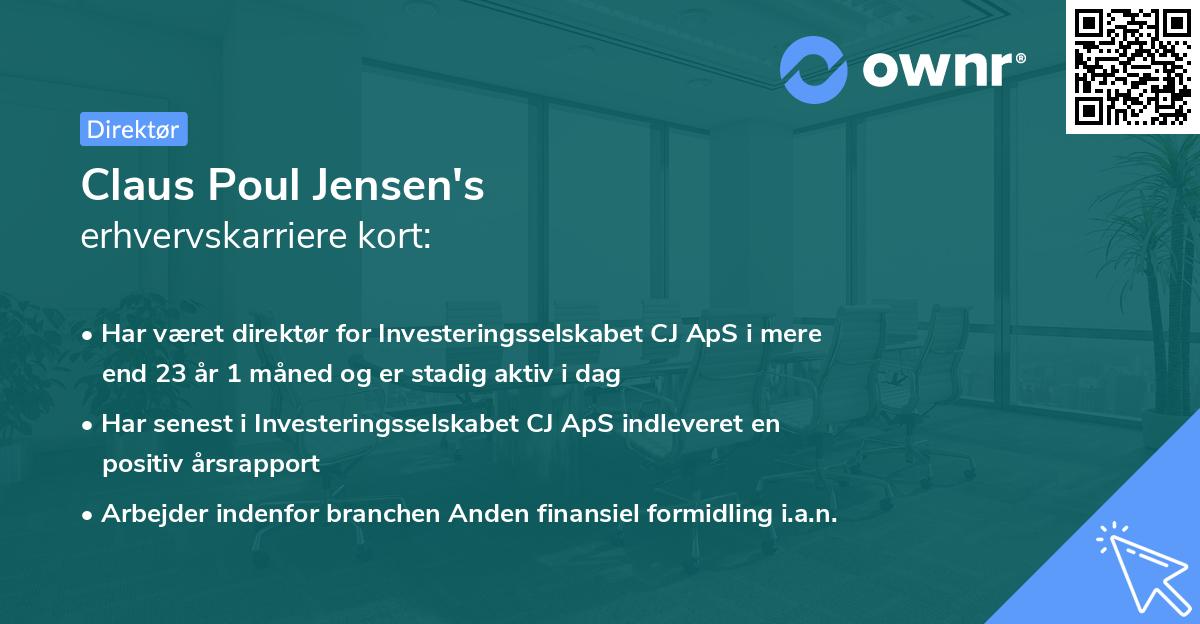 Claus Poul Jensen's erhvervskarriere kort