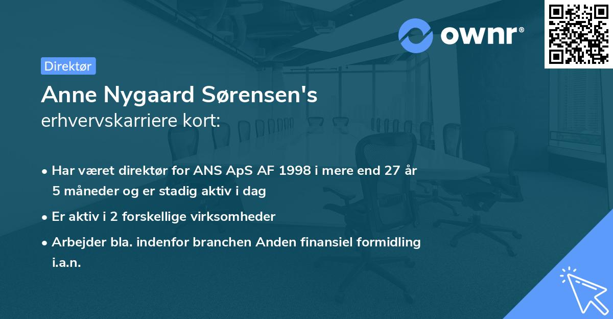 Anne Nygaard Sørensen's erhvervskarriere kort