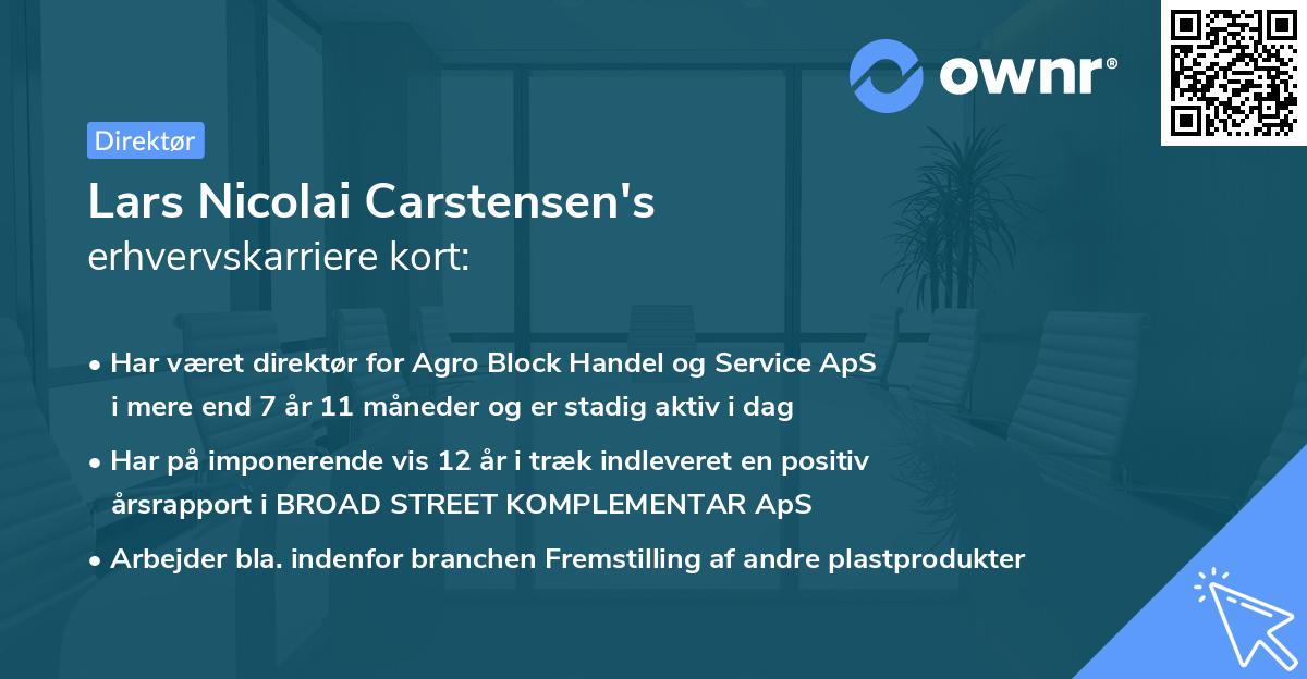 Lars Nicolai Carstensen's erhvervskarriere kort