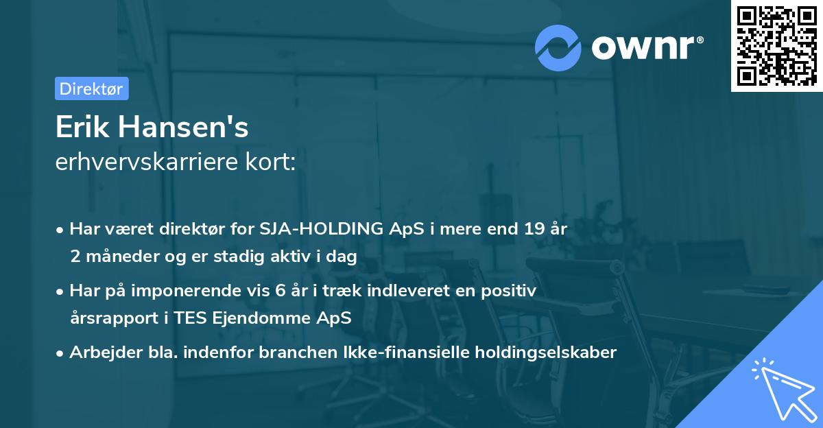 Erik Hansen's erhvervskarriere kort