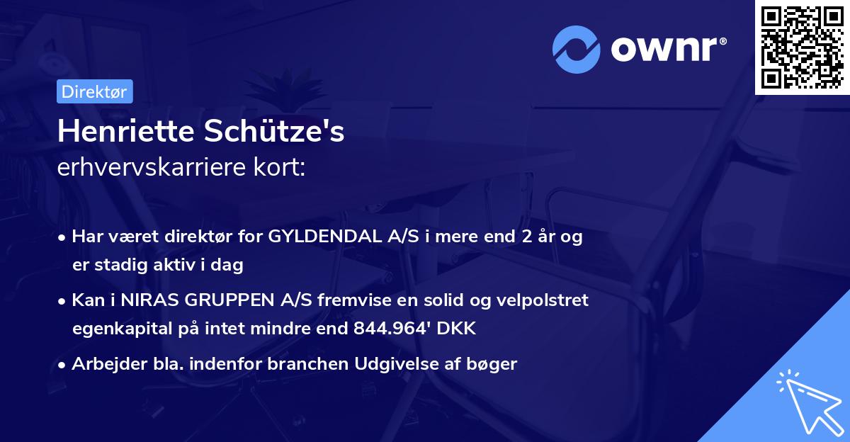 Henriette Schütze's erhvervskarriere kort