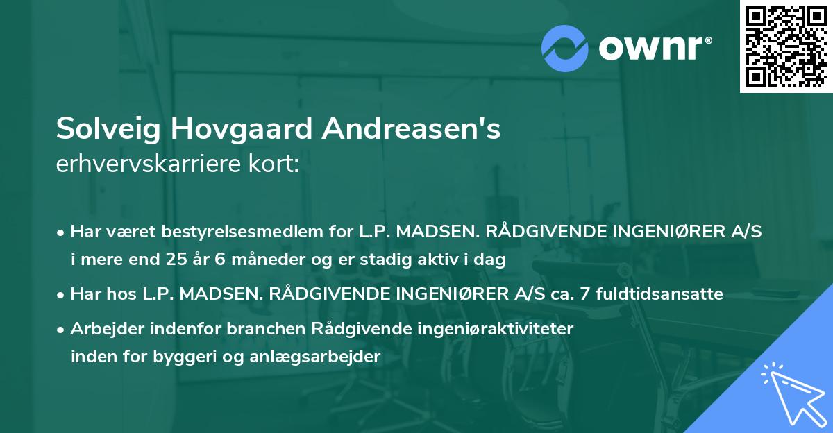 Solveig Hovgaard Andreasen's erhvervskarriere kort