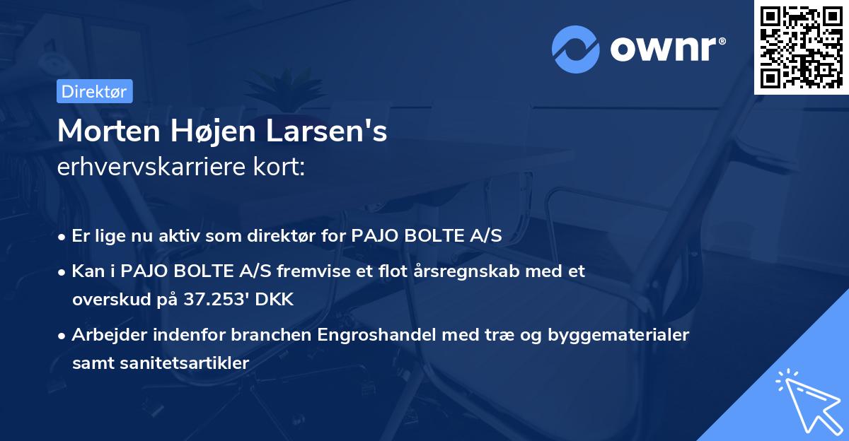 Morten Højen Larsen's erhvervskarriere kort