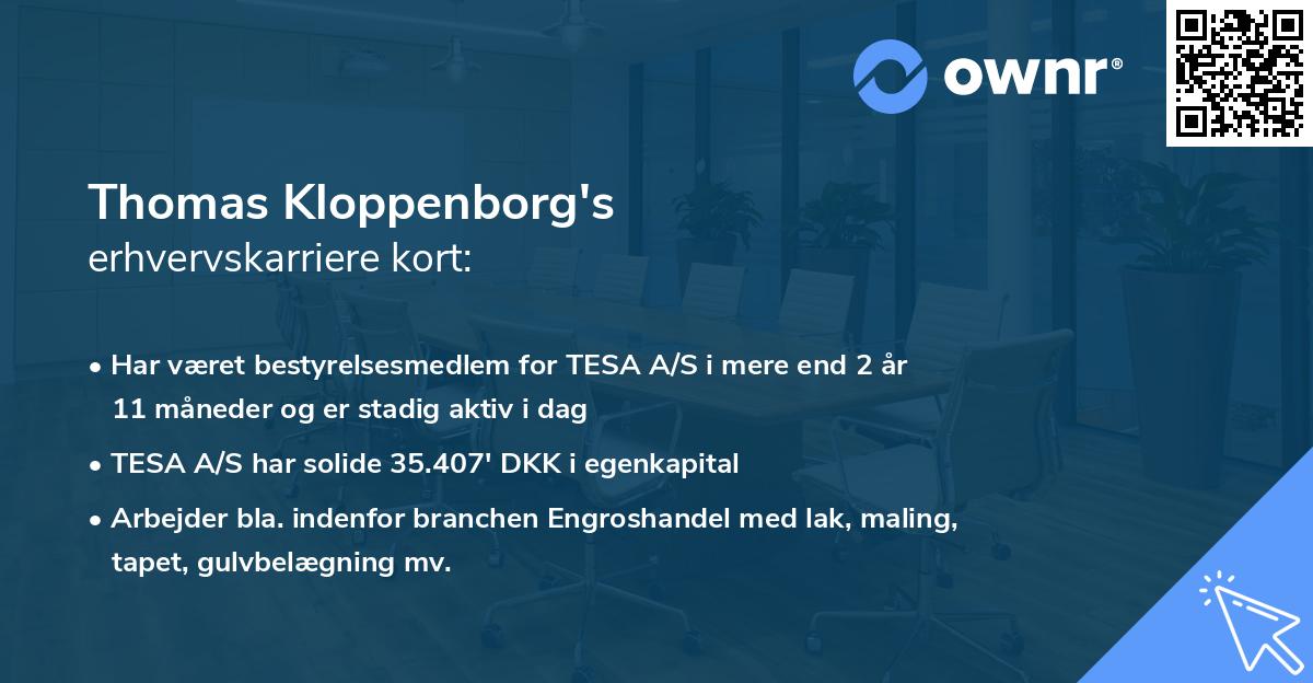 Thomas Kloppenborg's erhvervskarriere kort