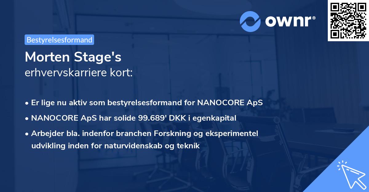 Morten Stage's erhvervskarriere kort