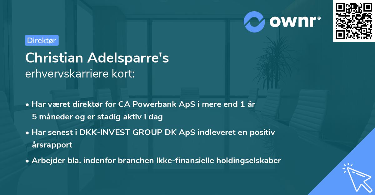 Christian Adelsparre's erhvervskarriere kort