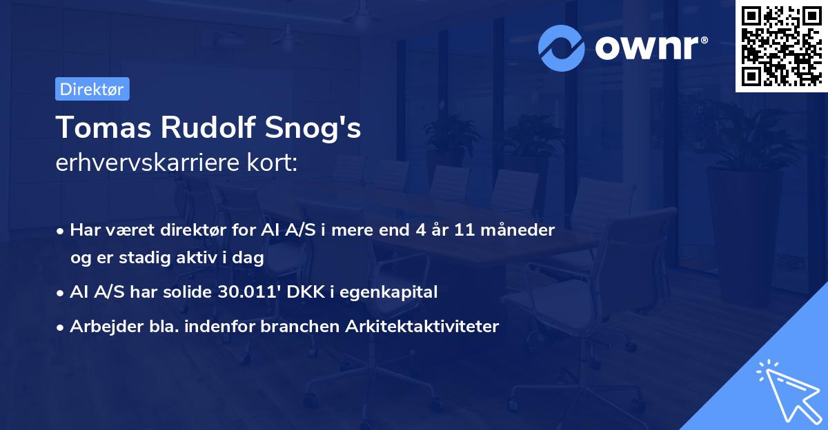 Tomas Rudolf Snog's erhvervskarriere kort