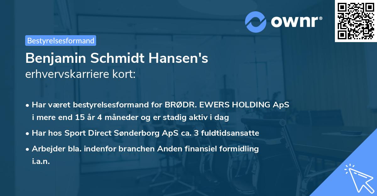 Benjamin Schmidt Hansen's erhvervskarriere kort