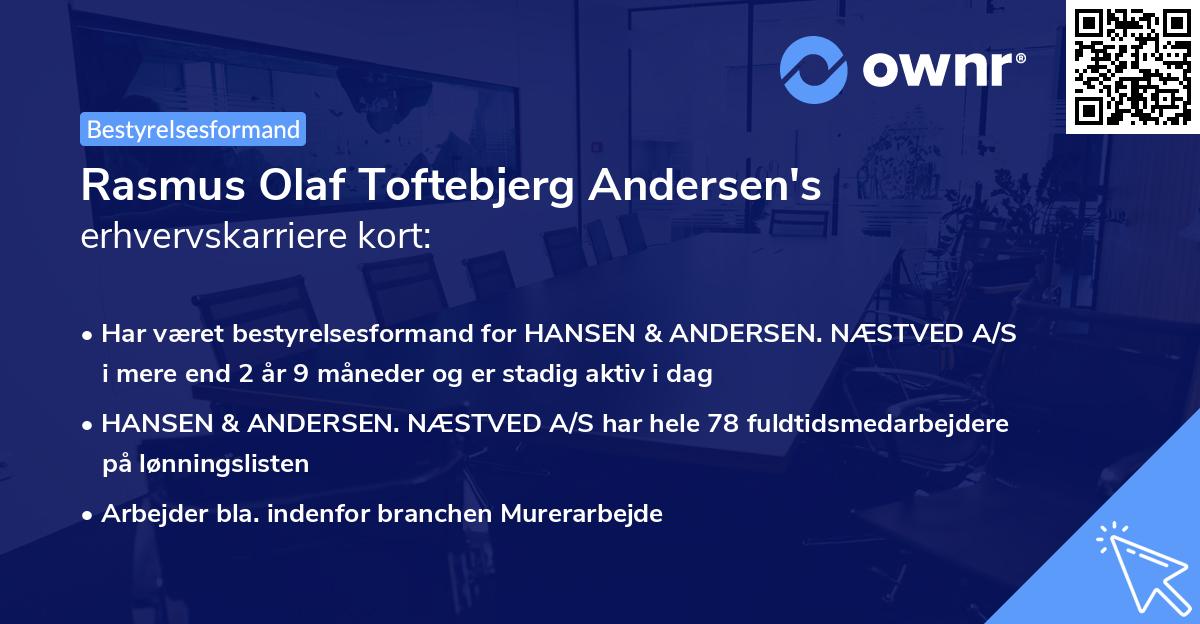 Rasmus Olaf Toftebjerg Andersen's erhvervskarriere kort