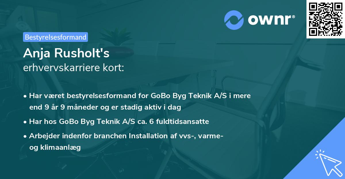 Anja Rusholt's erhvervskarriere kort