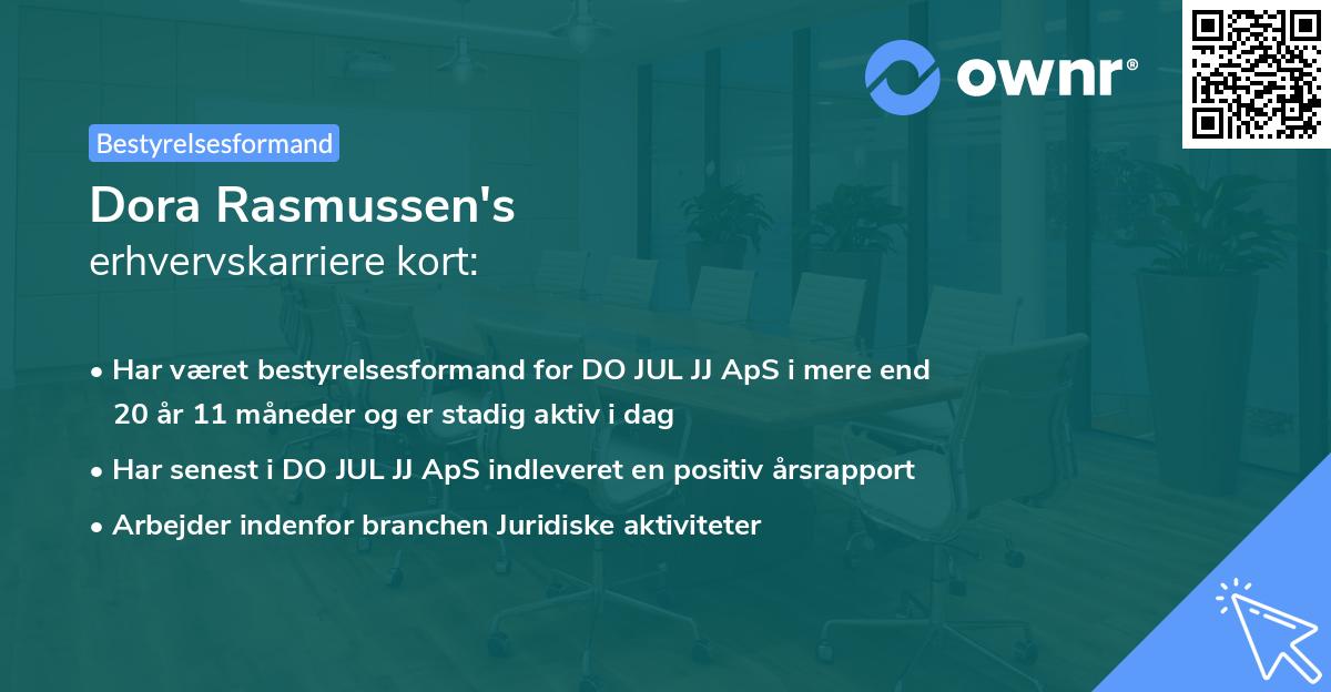 Dora Rasmussen's erhvervskarriere kort