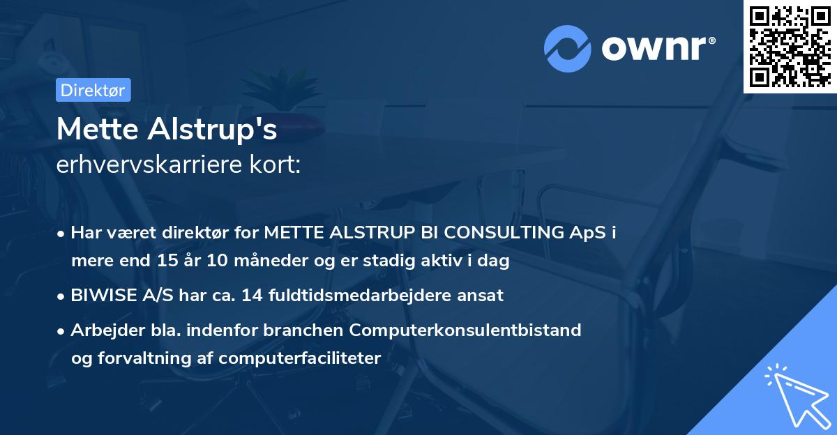 Mette Alstrup's erhvervskarriere kort