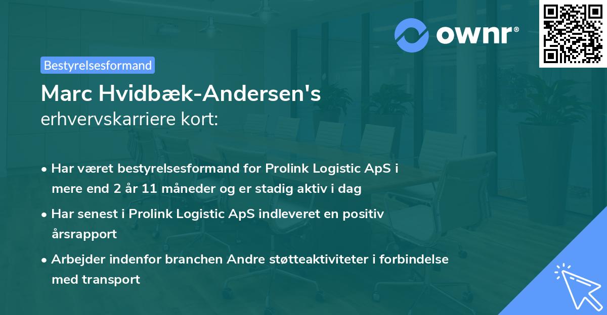 Marc Hvidbæk-Andersen's erhvervskarriere kort