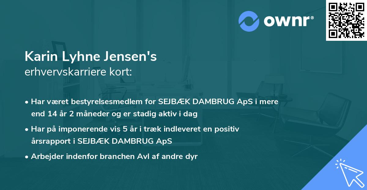 Karin Lyhne Jensen's erhvervskarriere kort