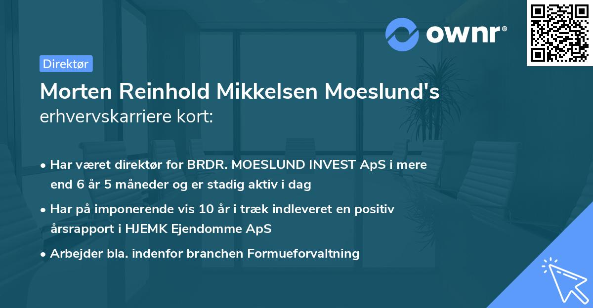 Morten Reinhold Mikkelsen Moeslund's erhvervskarriere kort