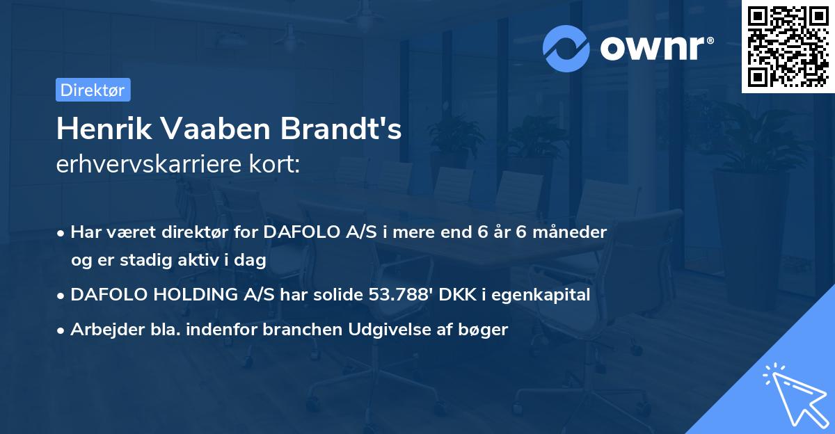 Henrik Vaaben Brandt's erhvervskarriere kort