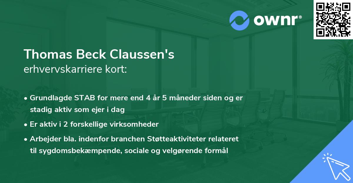 Thomas Beck Claussen's erhvervskarriere kort