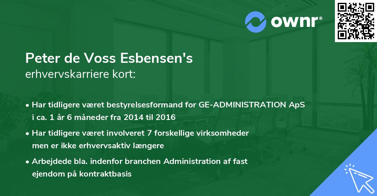 Peter de Voss Esbensen's erhvervskarriere kort