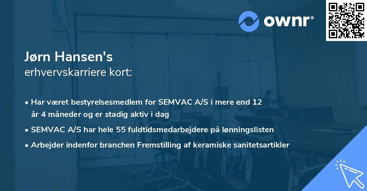 Jørn Hansen's erhvervskarriere kort