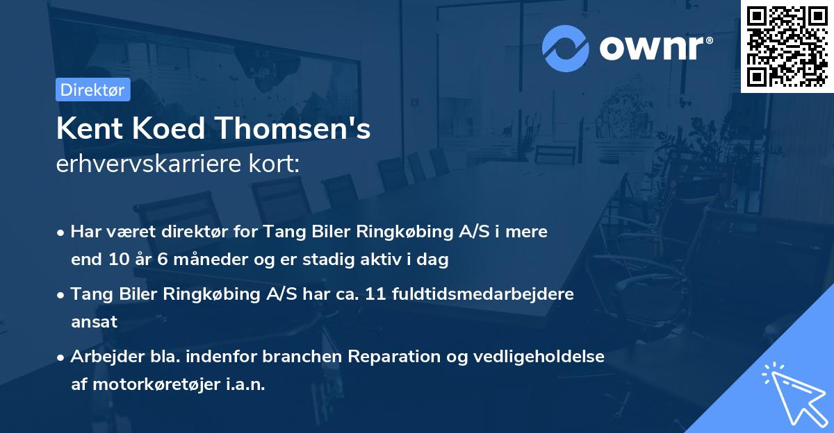 Kent Koed Thomsen's erhvervskarriere kort