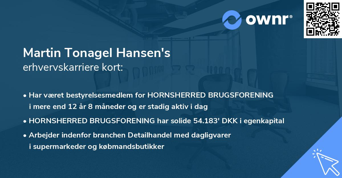 Martin Tonagel Hansen's erhvervskarriere kort