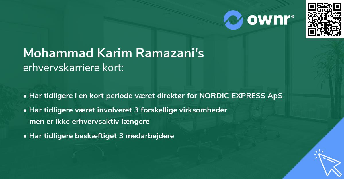 Mohammad Karim Ramazani's erhvervskarriere kort