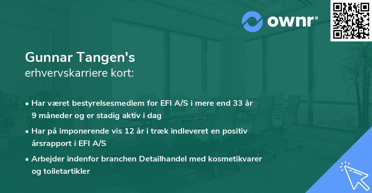 Gunnar Tangen's erhvervskarriere kort