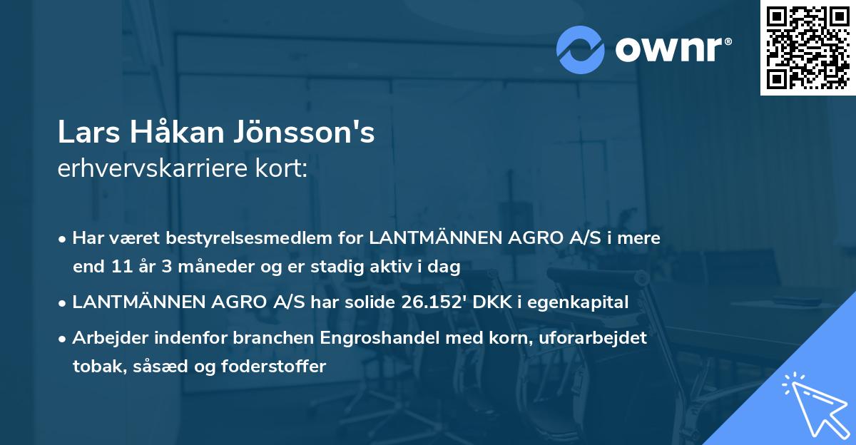 Lars Håkan Jönsson's erhvervskarriere kort