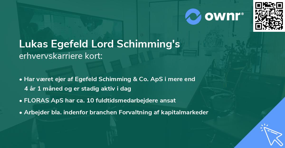 Lukas Egefeld Lord Schimming's erhvervskarriere kort