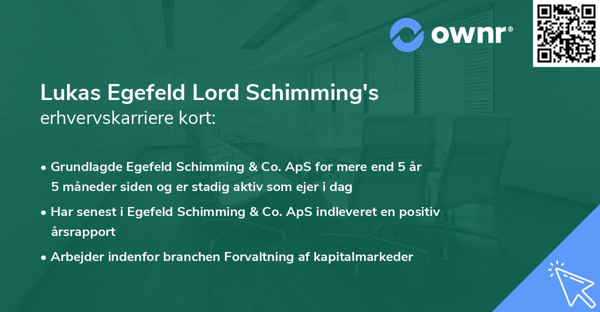 Lukas Egefeld Lord Schimming's erhvervskarriere kort