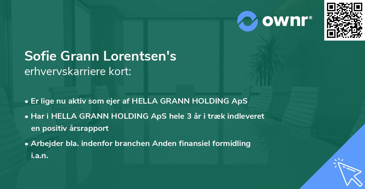 Sofie Grann Lorentsen's erhvervskarriere kort