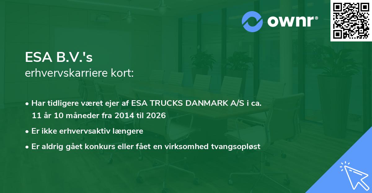 ESA B.V.'s erhvervskarriere kort