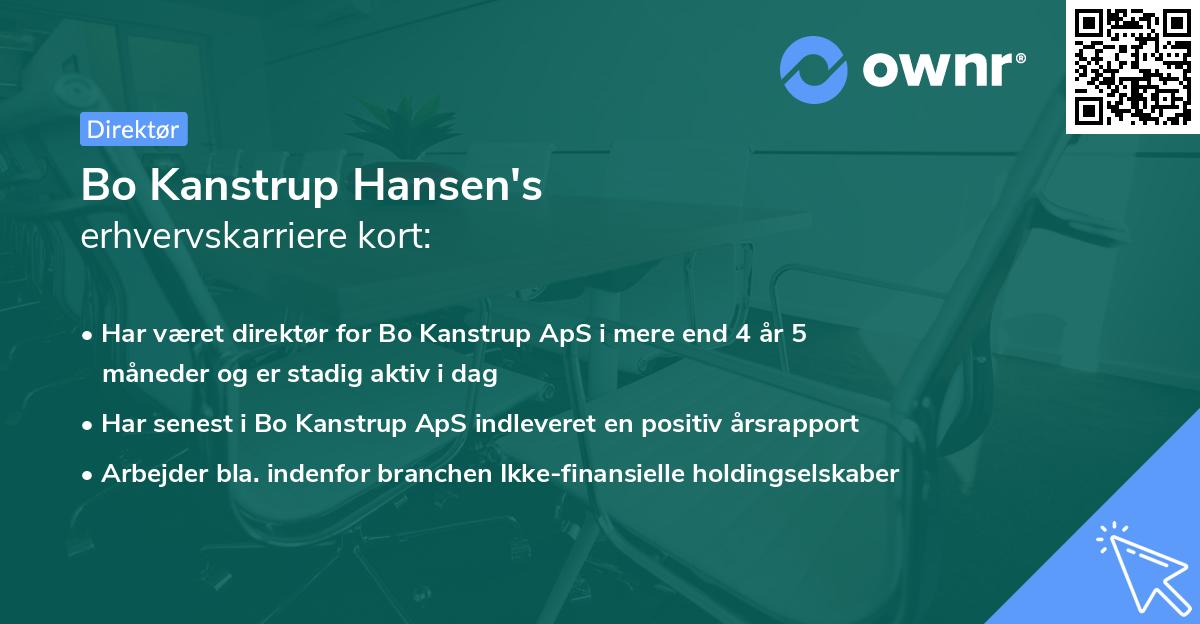 Bo Kanstrup Hansen's erhvervskarriere kort