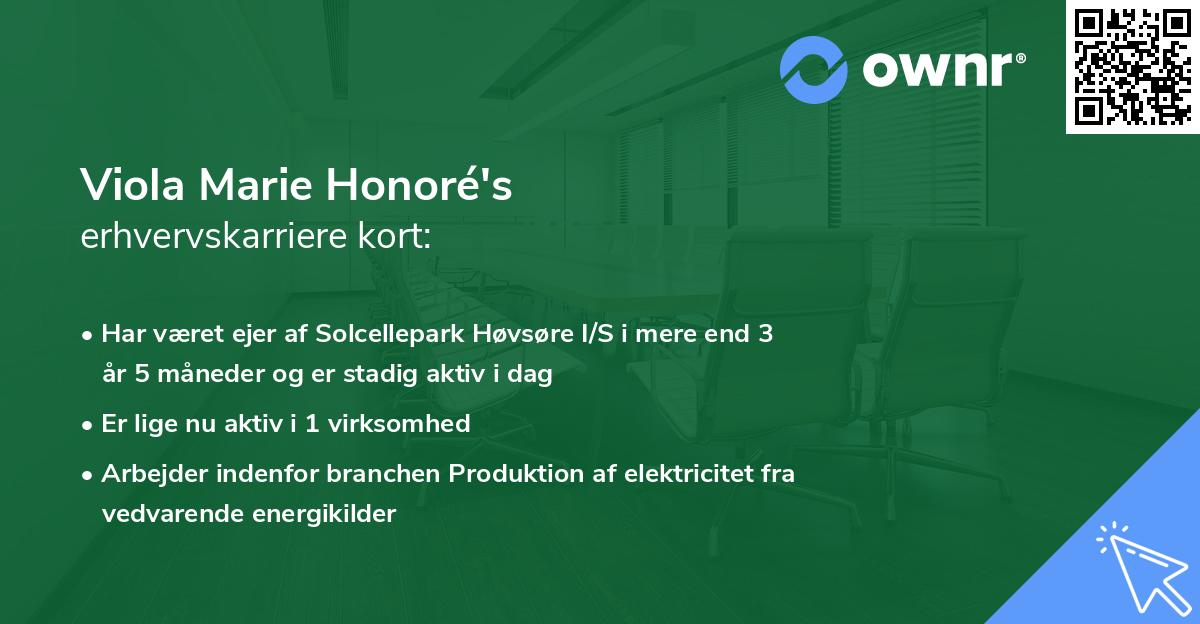 Viola Marie Honoré's erhvervskarriere kort