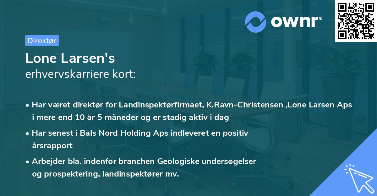 Lone Larsen's erhvervskarriere kort