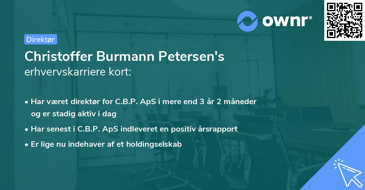 Christoffer Burmann Petersen's erhvervskarriere kort